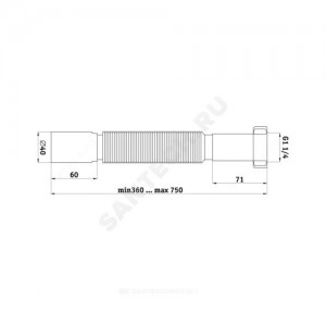 Гофра с гайкой 1 1/4"x40 L=320-730мм АНИ Пласт K204