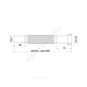 Гофра с гайкой 1 1/4"x32 L=495-1325мм АНИ Пласт K213