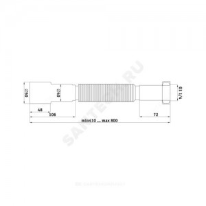 Гофра с гайкой 1 1/4"x40/50 L=366-776мм АНИ Пласт K206