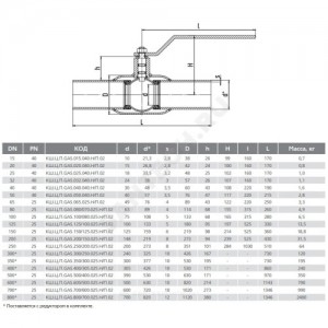 Кран шаровой сталь газ КШ.Ц.П Ду 125 Ру25 п/привар LD КШ.Ц.П.GAS.125/100.025.Н/П.02