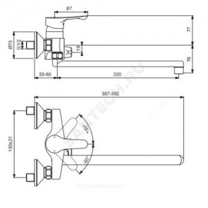 Смеситель для ванны с душем серия WAVE одноручный Vidima BA417AA .