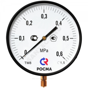 Манометр ТМ-810Р.00 радиальный Дк250мм 0-2,5 МПа М20х1,5 Росма 00000009033