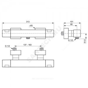 Смеситель для ванны с душем CERATHERM C100 термостат Ideal Standard A7533AA