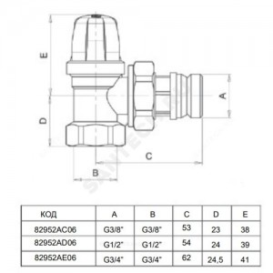 Клапан запорный для радиатора 952 Ду 15 Ру10 ВР угловой штуцер с герметичной прокладкой Icma 82952AD06