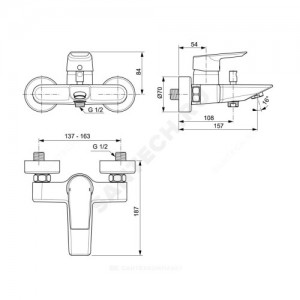 Смеситель для ванны с душем TESI одноручный Ideal Standard A6583AA.